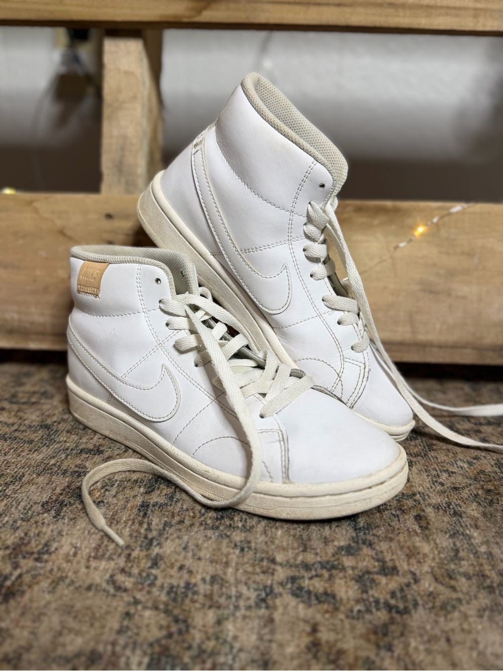 Nike Women’s White High-Top Sneakers with Cream Accents